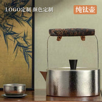 Pure Titanium Teapot Set with Handle for Home and Outdoor Use, Portable Water Kettle for Tea Brewing