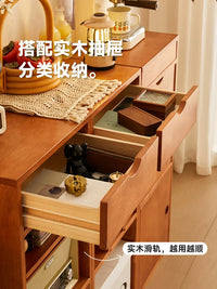 Solid Wood Narrow Bookshelf Storage Cabinet with Adjustable Shelves