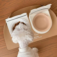 Ceramic Pet Bowl with Adjustable Elevated Stand for Cats and Small Dogs, Tilted Design for Neck Protection, Anti-Spill