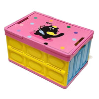 Portable Camping Storage Box with Wooden Lid, Foldable Outdoor Organizer Basket for Picnic and Travel