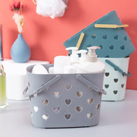 Heart-Shaped Hollow Plastic Shower Caddy Basket for Bathroom Storage