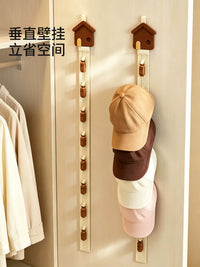 Door Back Hat Organizer Rack with Clips, No-Drill Wall Mounted Scarf and Hat Hanger for Closet