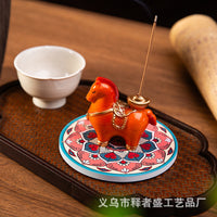 Horse Year Incense Burner with Ceramic Plate and Fragrance for Home and Office Decor