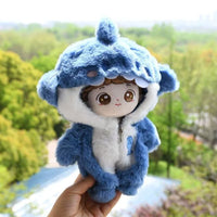 Shark Doll Clothes Cotton Plush Jumpsuit with Hood for 10-20cm Dolls