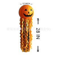 Halloween Paper Lanterns with Tassels - Witch, Cat Eye, Skeleton, Pumpkin Designs (Set of 5)