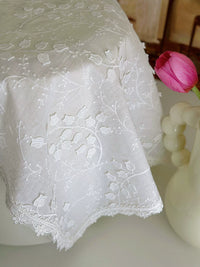 Embroidered Cotton Appliance Dust Cover with Lace Trim
