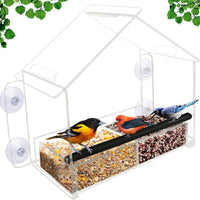 Acrylic Transparent Bird Feeder for Parrots Wall-Mounted Suction Cup Design