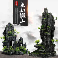 Aquarium Mountain Ornament Resin Fish Tank Decoration with Hiding Cave