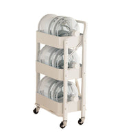 Foldable 3-Tier Storage Rack with Wheels and Handles for Kitchen and Home Organization