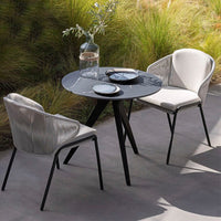 Outdoor Patio Garden Waterproof Sunscreen Rattan Woven Furniture Set with Rope Braided Coffee Table