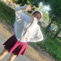 Women's Ice Silk Sun Protection Jacket with Zipper Hood and Wide Brim for Outdoor Activities
