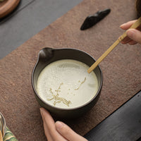 Japanese Ceramic Matcha Tea Ceremony Set with Bowl, Whisk Stand, and Scoop