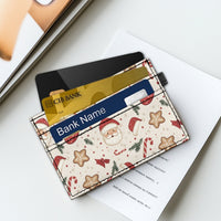 Christmas Theme PU Card Holder with Santa, Reindeer, Snowman, Tree Prints