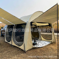Car Tail Tent with Mesh Extension Awning for 5-8 People, Multi-functional Two-Room Design for Road Trips
