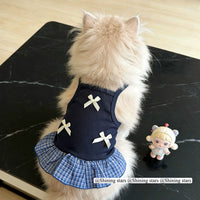 Pet Summer Thin Anti-Shedding Princess Dress with Pearl Necklace for Cats and Small Dogs