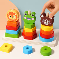 Baby Stacking Rainbow Animal Shape Ring Tower Early Education Toy