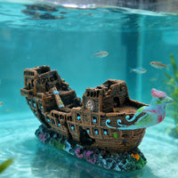 Large Phoenix Ship Aquarium Ornament, Waterproof Resin Fish Tank Decoration