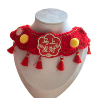 Pet Chinese New Year Red Knitted Scarf Collar with Bow for Cats and Dogs