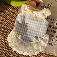 Pet Summer Bowknot Vest for Small Dogs and Cats, Breathable Plaid Apparel for Bichon Yorkie