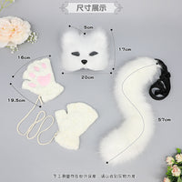 Cute Plush Fox Tail and Ear Headband Cosplay Set with Fingerless Gloves and Mask