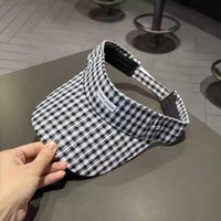 Korean Style Plaid Open-Top Sun Visor for Outdoor Sports & UV Protection