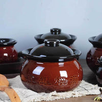 Ceramic Stew Pot with Lid for Steaming and Stewing, Traditional Chinese Style Soup Bowl