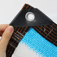 Blue and White Striped Sun Shade Net for Plants, Patio, and Balcony - Thickened UV Protection