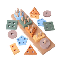 Wooden Geometric Stacking Blocks Montessori Educational Toy for Toddlers