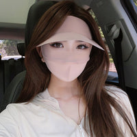 Summer Ice Silk Sun Protection Face Mask for Women, Outdoor Cycling Full Face Sunshade with Ear Loops, Breathable Balaclava