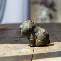 Creative Cast Iron Style Mini Tiger Figurine Chinese Zodiac Desktop Ornament
