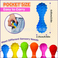 Textured Fidget Dumbbell Sensory Toys 6-Pack for Stress and Anxiety Relief