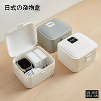 Japanese Style Portable Storage Box with Lid for Charger Cables and Small Items