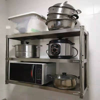 Stainless Steel Wall-Mounted Kitchen Storage Rack with 2 or 3 Tiers for Spices and Utensils