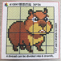 Cartoon Animal Angry Bala Cross Stitch Kit with Frame for Students and Beginners