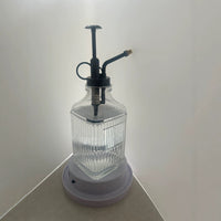 Striped Glass Spray Bottle with Hand Press Pump for Watering Plants or Liquid Soap