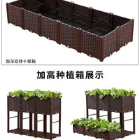 Large Outdoor Rectangular Planter Box for Vegetables and Flowers, Balcony Garden Grow Container
