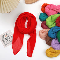 Solid Color Pleated Chiffon Scarf for Women, Soft Breathable Diamond-shaped Shawl