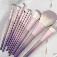 10-Piece Pink-Purple Makeup Brush Set with Storage Bag, Powder and Eyeshadow Brushes