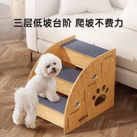 Pet Stairs for Small Dogs - Non-Slip Wooden Ramp for Sofa and Bed Access