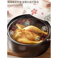 Ceramic Casserole Pot for Induction Cooker, Electric Ceramic Stove, and Open Flame - Red Camellia Design