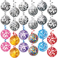 Disco Ball Hanging Swirls and Banner for Party Decorations