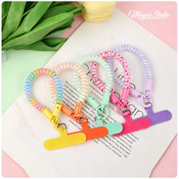 Colorful Coiled Lanyard Keychain for Phones and Bags, Anti-Loss Elastic Spring Rope with Clip