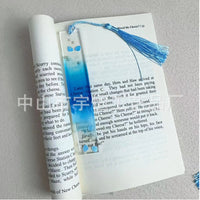 Ocean Style Resin Bookmark with Tassel, Handmade Stationery Gift