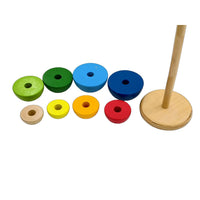 Montessori Wooden Rainbow Stacking Hemisphere Toy for Toddlers