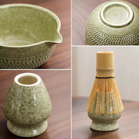 Japanese Matcha Tea Ceremony Set with Ceramic Bowl and Bamboo Whisk