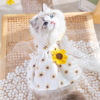 Pet Dog Sunflower Floral Dress Vest for Small Dogs Summer Thin Bichon Teddy Pomeranian Puppy