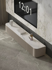 Modern Minimalist Slate Top TV Stand and Coffee Table Set with Solid Wood Base for Small Spaces