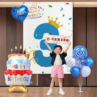 Boys' 1st-12th Birthday Party Decoration Set with Backdrop, Balloons & Handheld Banner