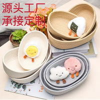 Cotton Rope Woven Storage Basket Nordic Style Oval Desktop Organizer