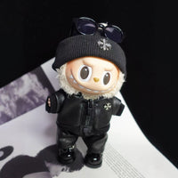 LABUBU Doll Outfit Set - Punk Style Leather Jacket, Pants, Skirt, Hat & Shoes for 15/17cm Dolls
